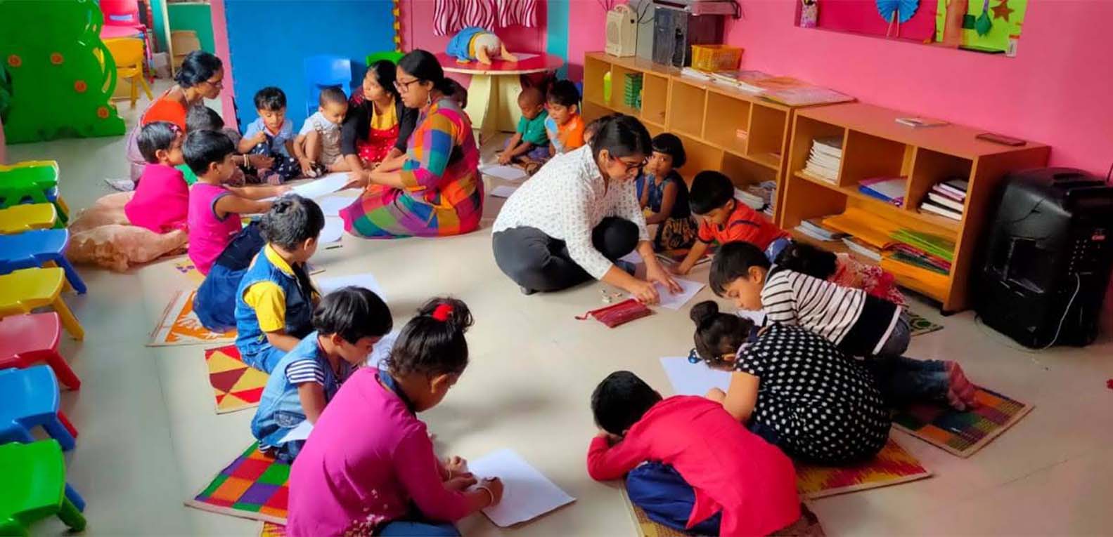 Children and teachers learning together at Progress Preschool